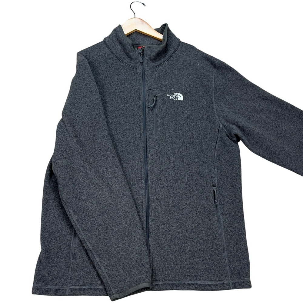 The North Face Jacket Mens Large Dark Gray Heathered Long Sleeve Full Zip Fleece